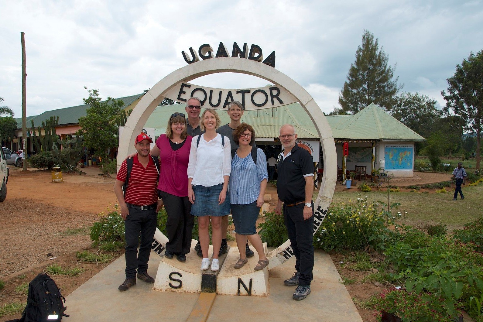 Visitors enjoying a photo break on their way to Lake Bunyonyi